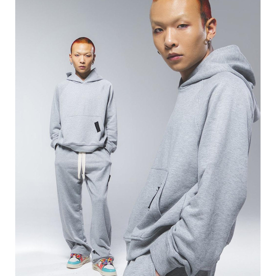 "CR03" Melange Grey Hoodie-Hoodie-CRISTIANZEROTRE