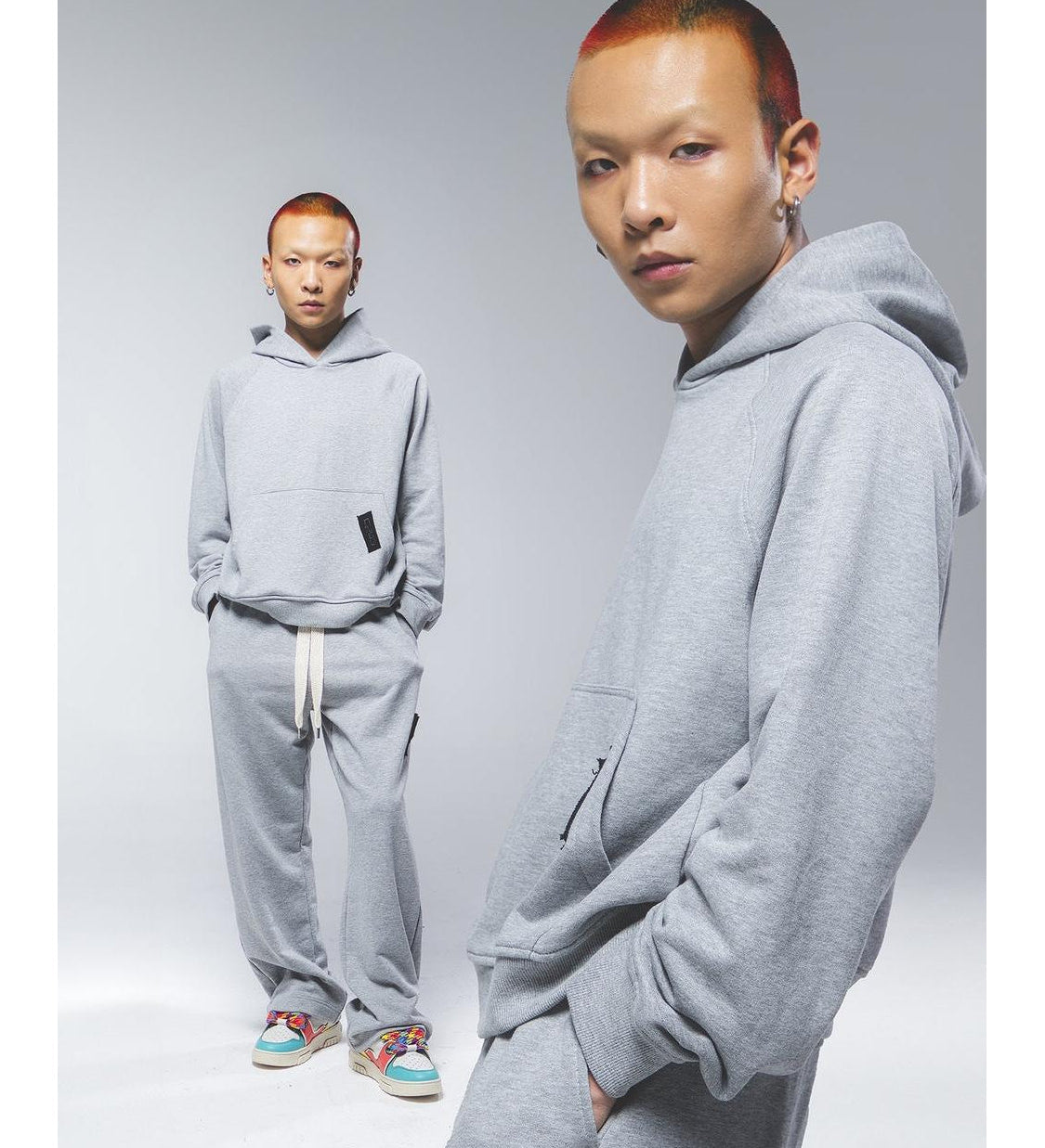 "CR03" Melange Grey Hoodie-Hoodie-CRISTIANZEROTRE