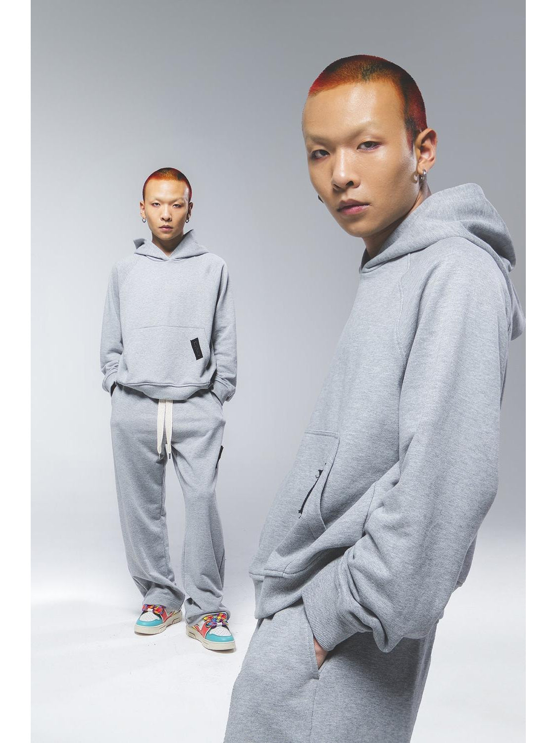 "CR03" Melange Grey Hoodie-Hoodie-CRISTIANZEROTRE