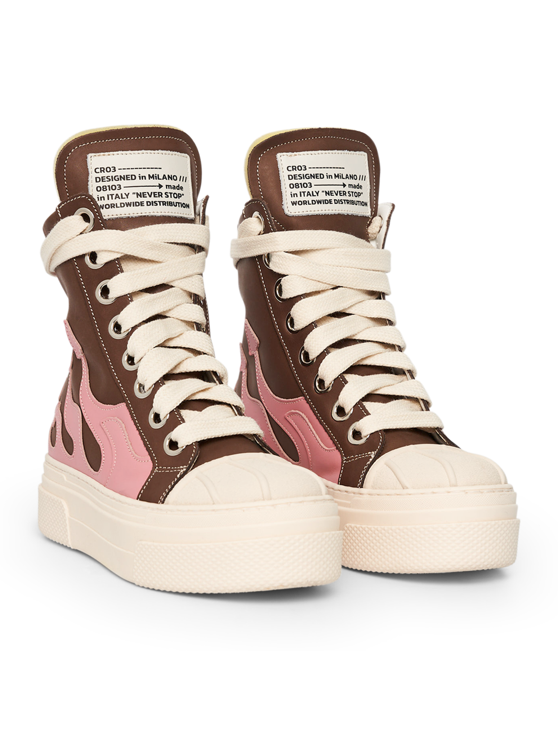 CALIPSO FLAME – Brown Pink High-Sneaker-CRISTIANZEROTRE