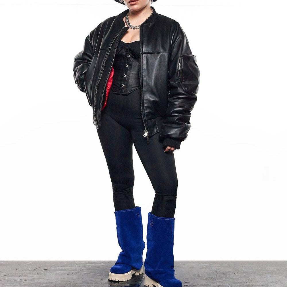 CHUNKY – Deep Blue Velvet Boots-Sneaker-CRISTIANZEROTRE