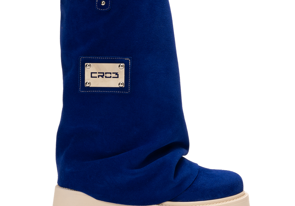 CHUNKY – Deep Blue Velvet Boots-Sneaker-CRISTIANZEROTRE