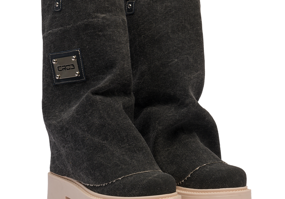 CHUNKY – Denim Boots Black-Sneaker-CRISTIANZEROTRE