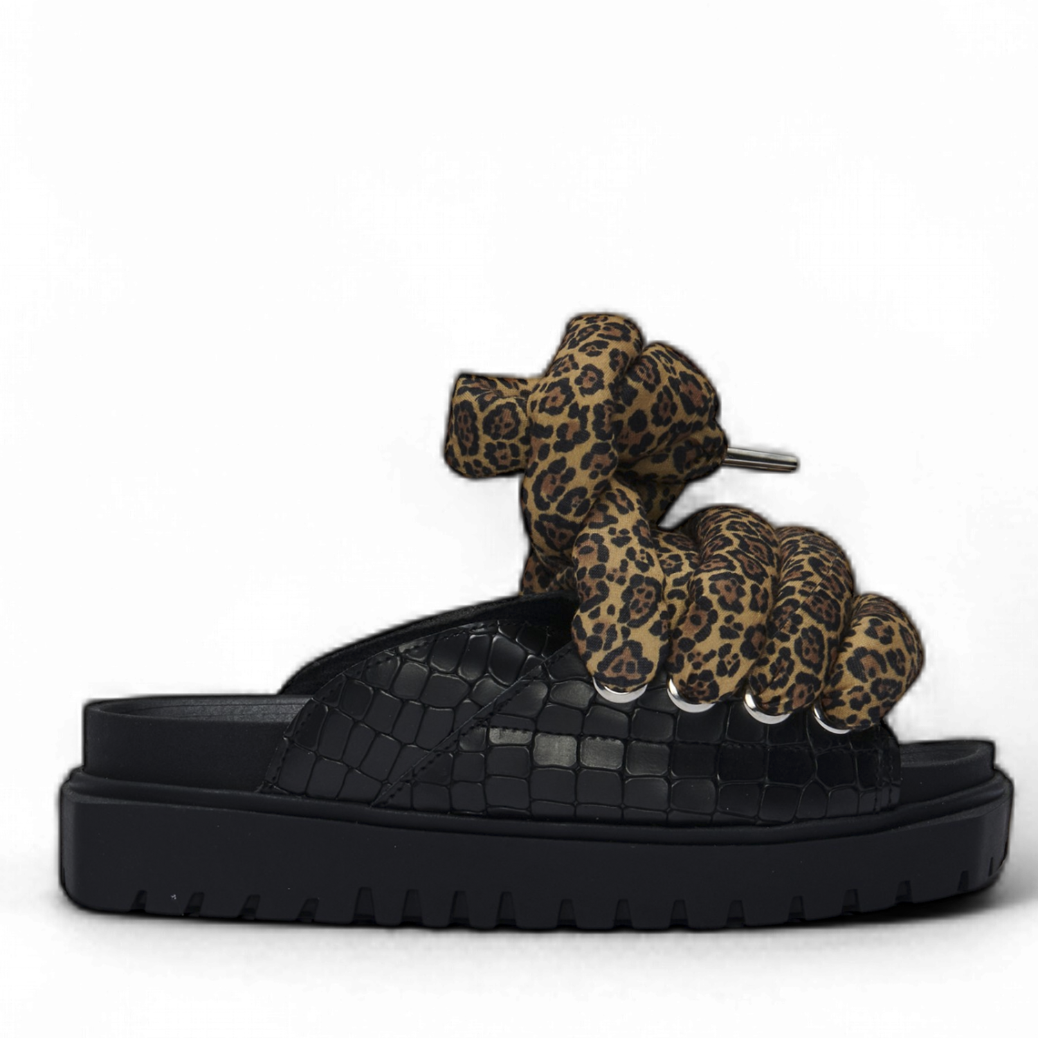 Black Croco Sandals