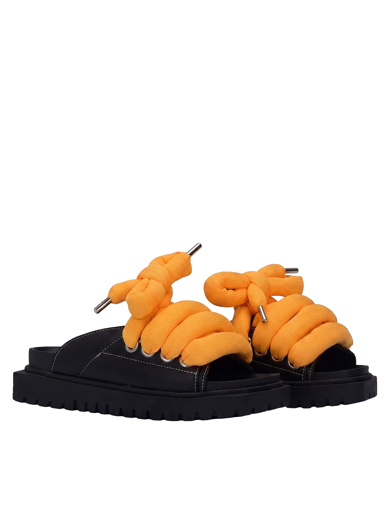 Sandale — Leder Schwarz — TB Orange