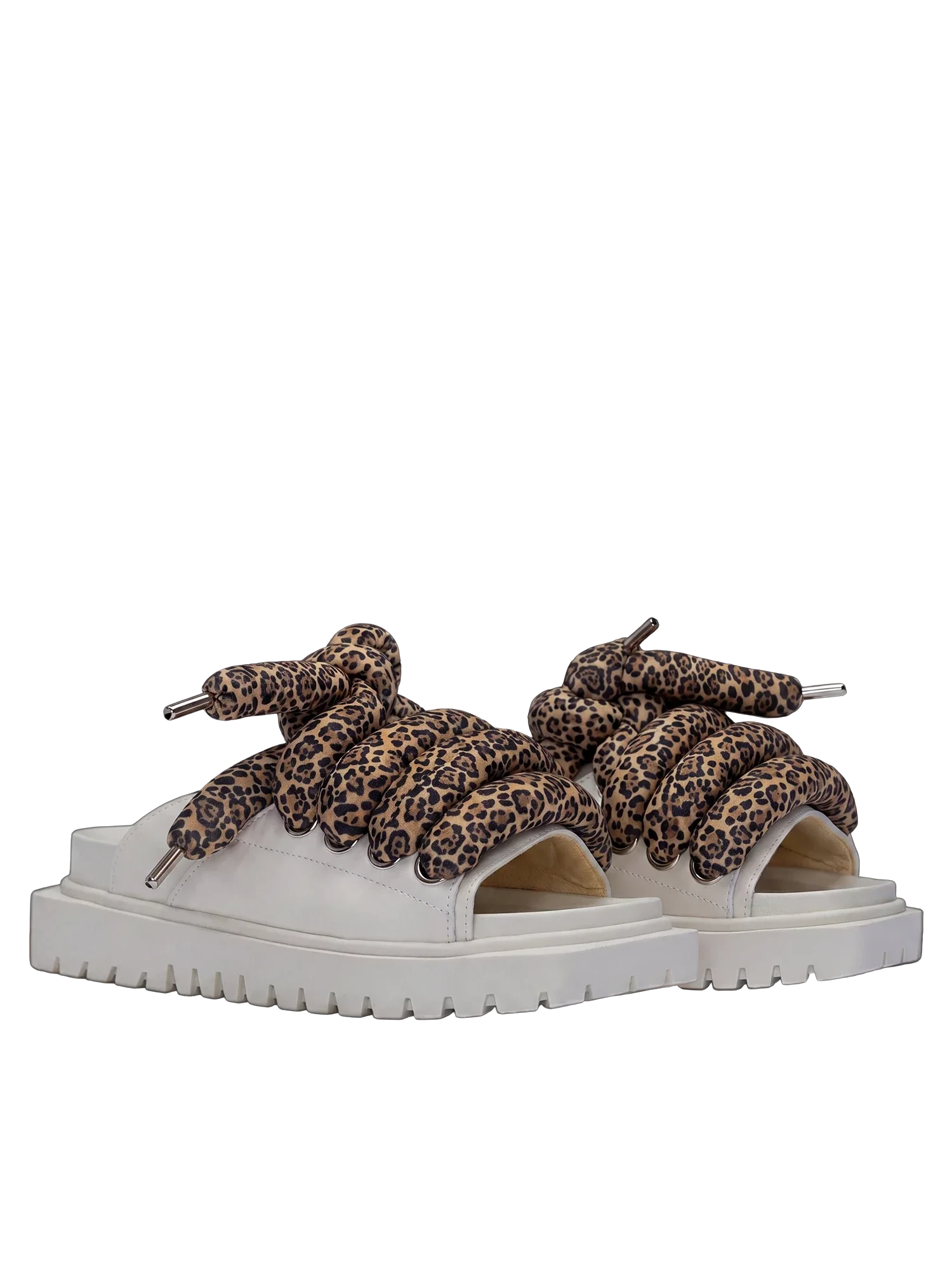 Sandale — Leder Creme — LT Leopardenmuster