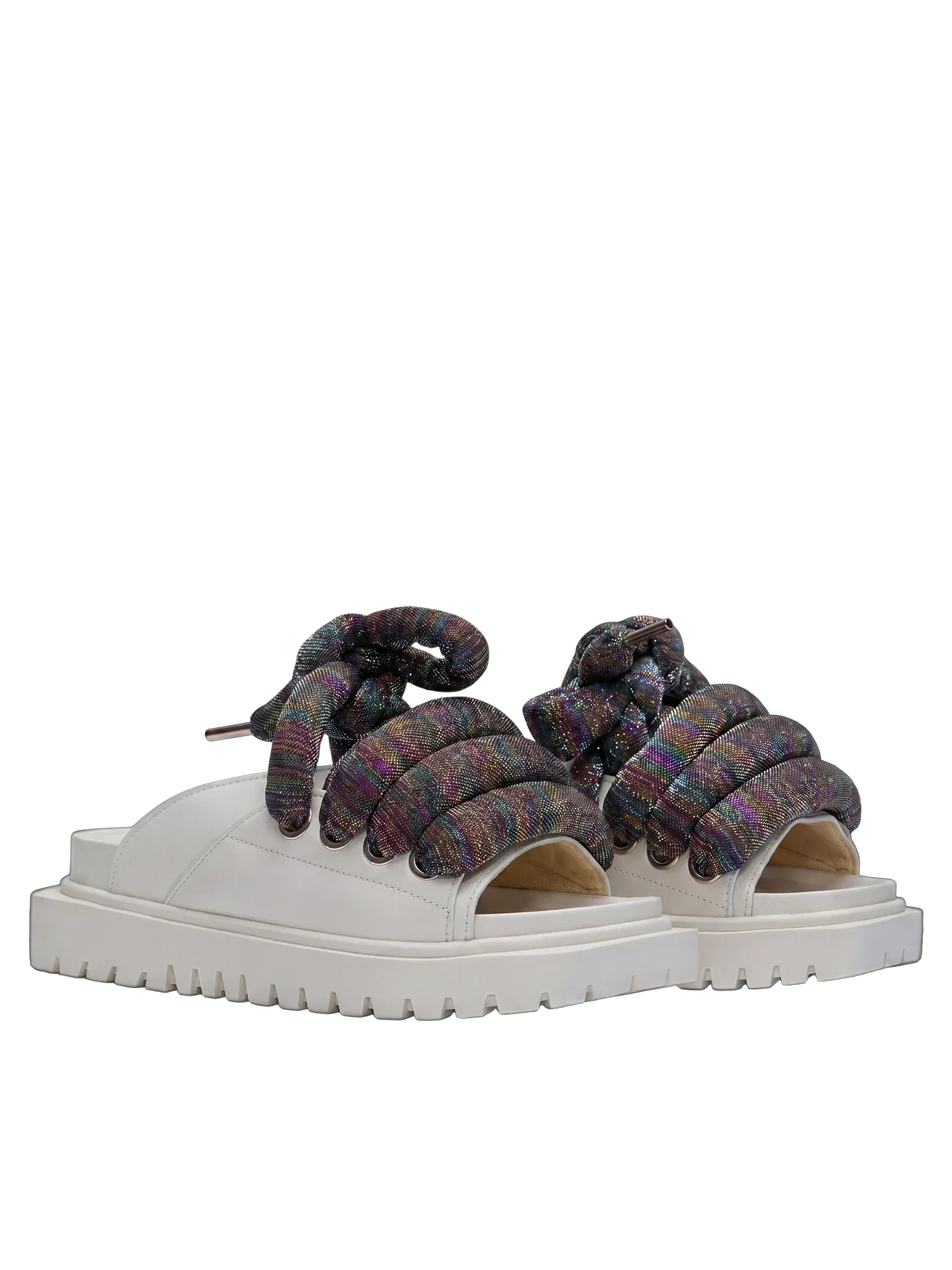 Sandale — Leder Creme — LT Mehrfarbig