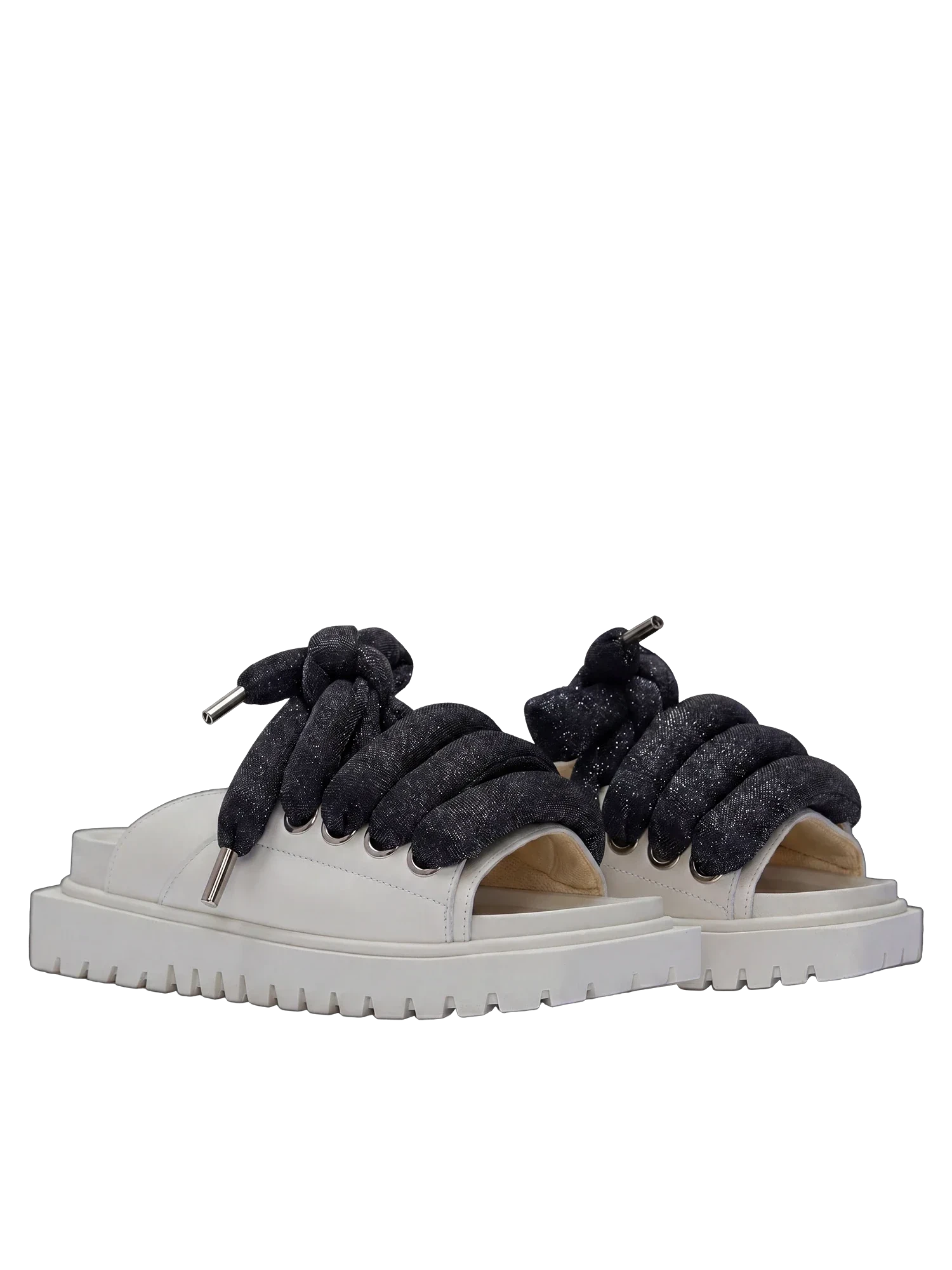 Sandale — Leder Creme — LT Schwarz