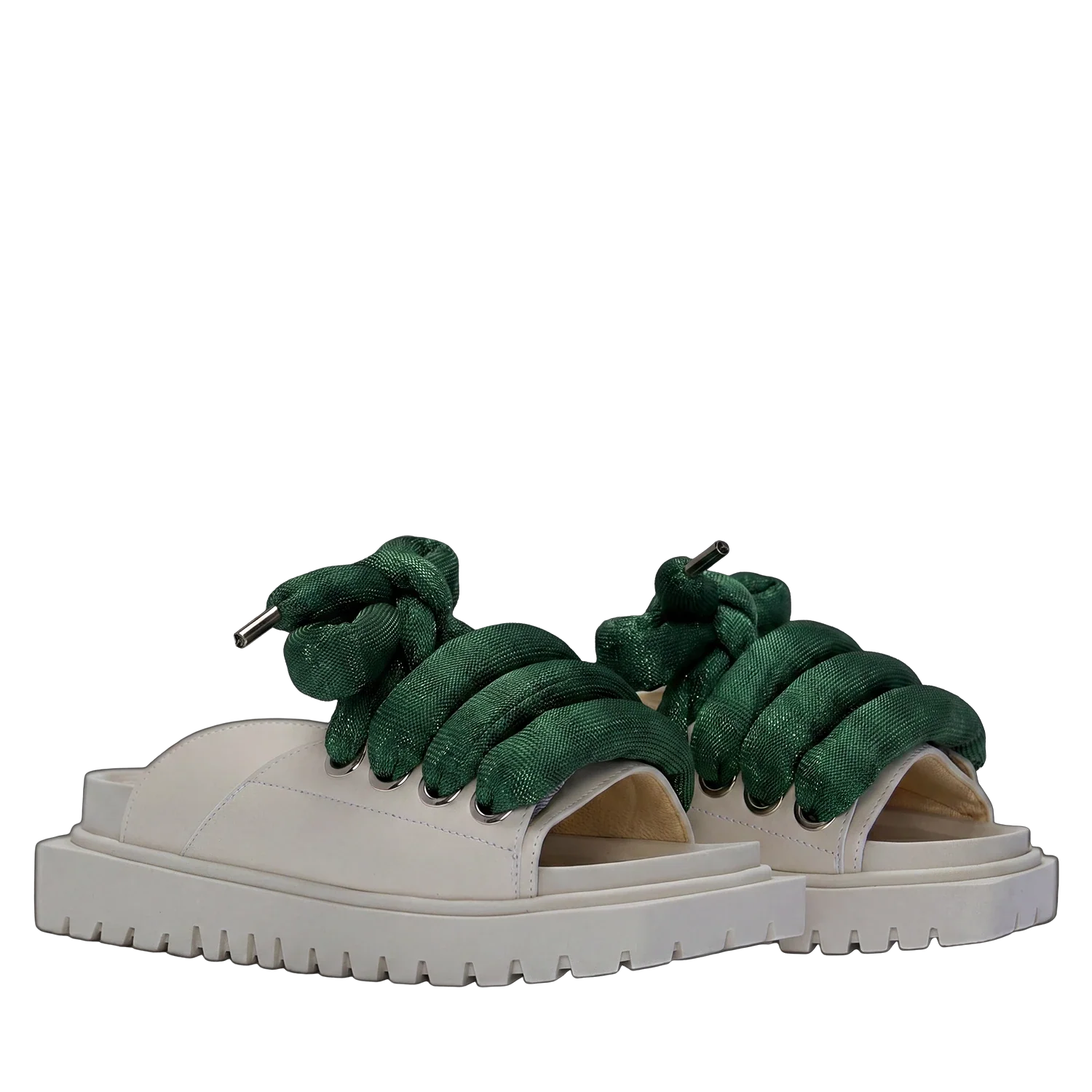 Sandal - Cream Leather - LT Green