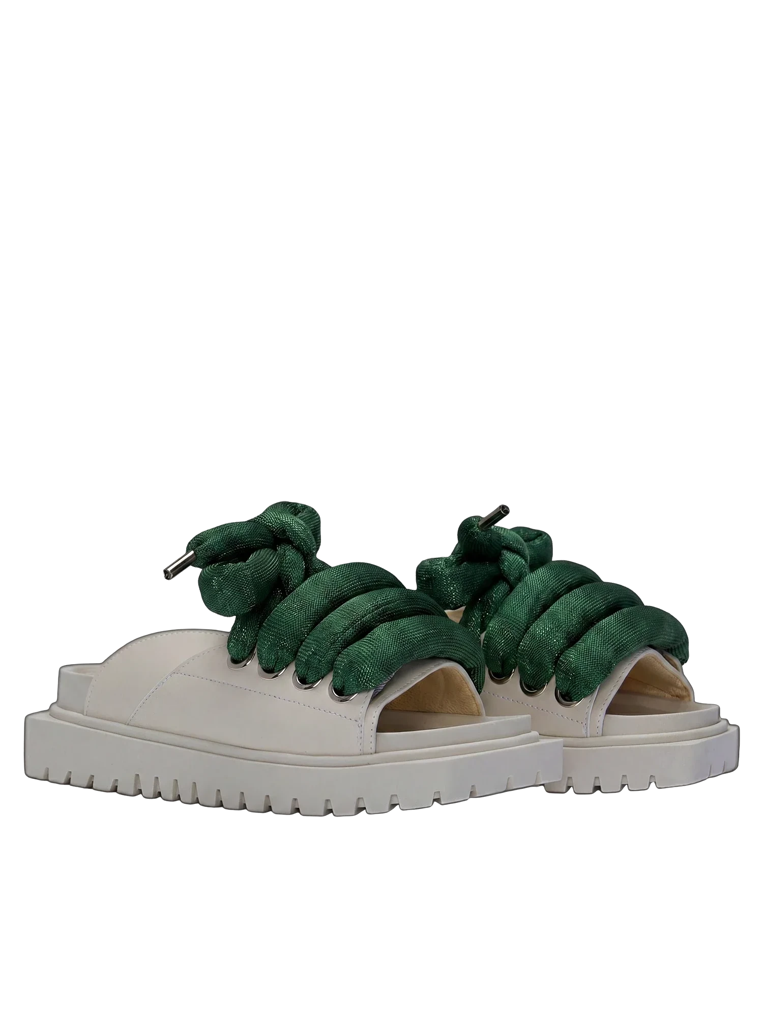 Sandale — Leder Creme — LT Grün