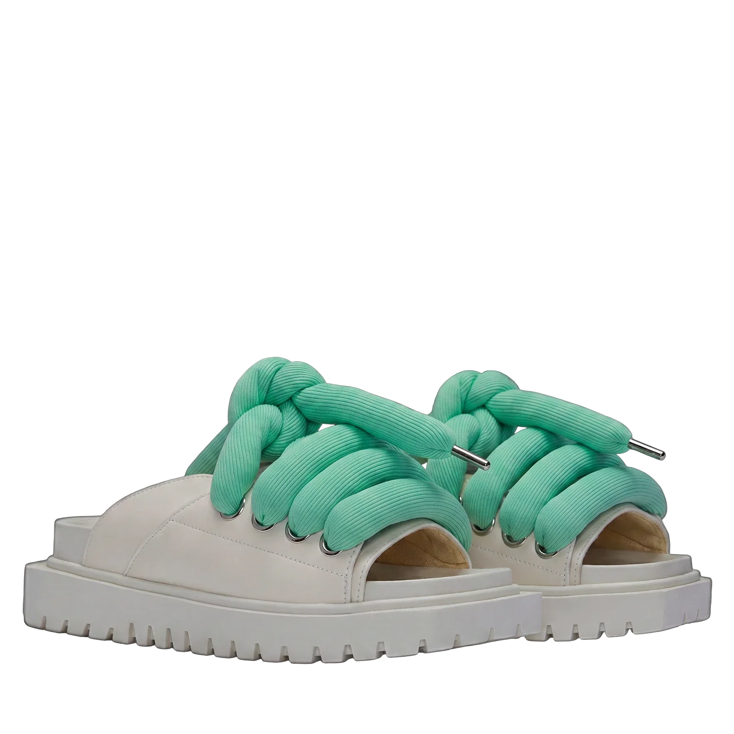 Sandal - Cream Leather - TB Emerald