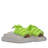 Sandal - Cream Leather - TB Acid Green