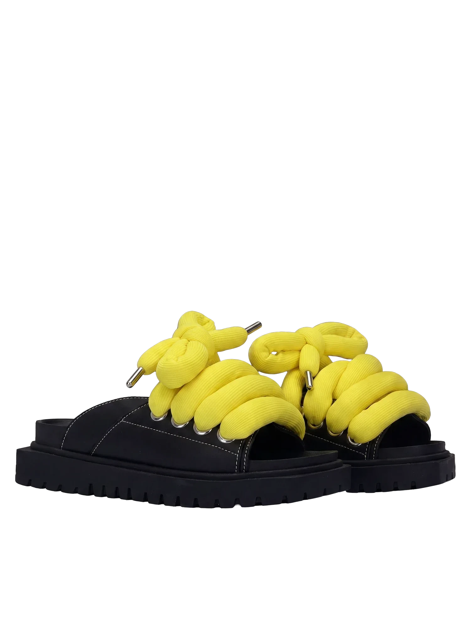 Sandale — Leder Schwarz — TB Gelb