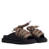 Sandal - Black Leather - TB Leopard