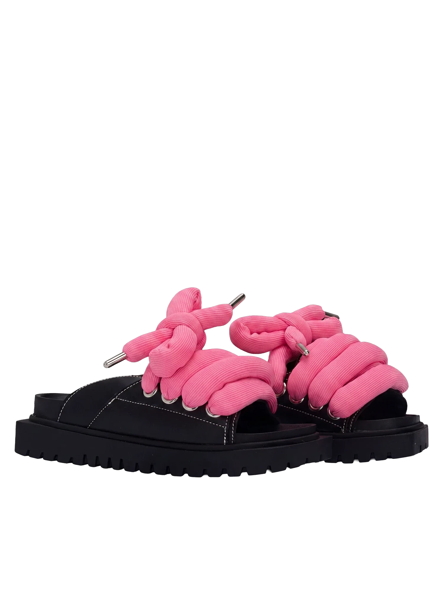 Sandalo — Pelle nera — TB Rosa