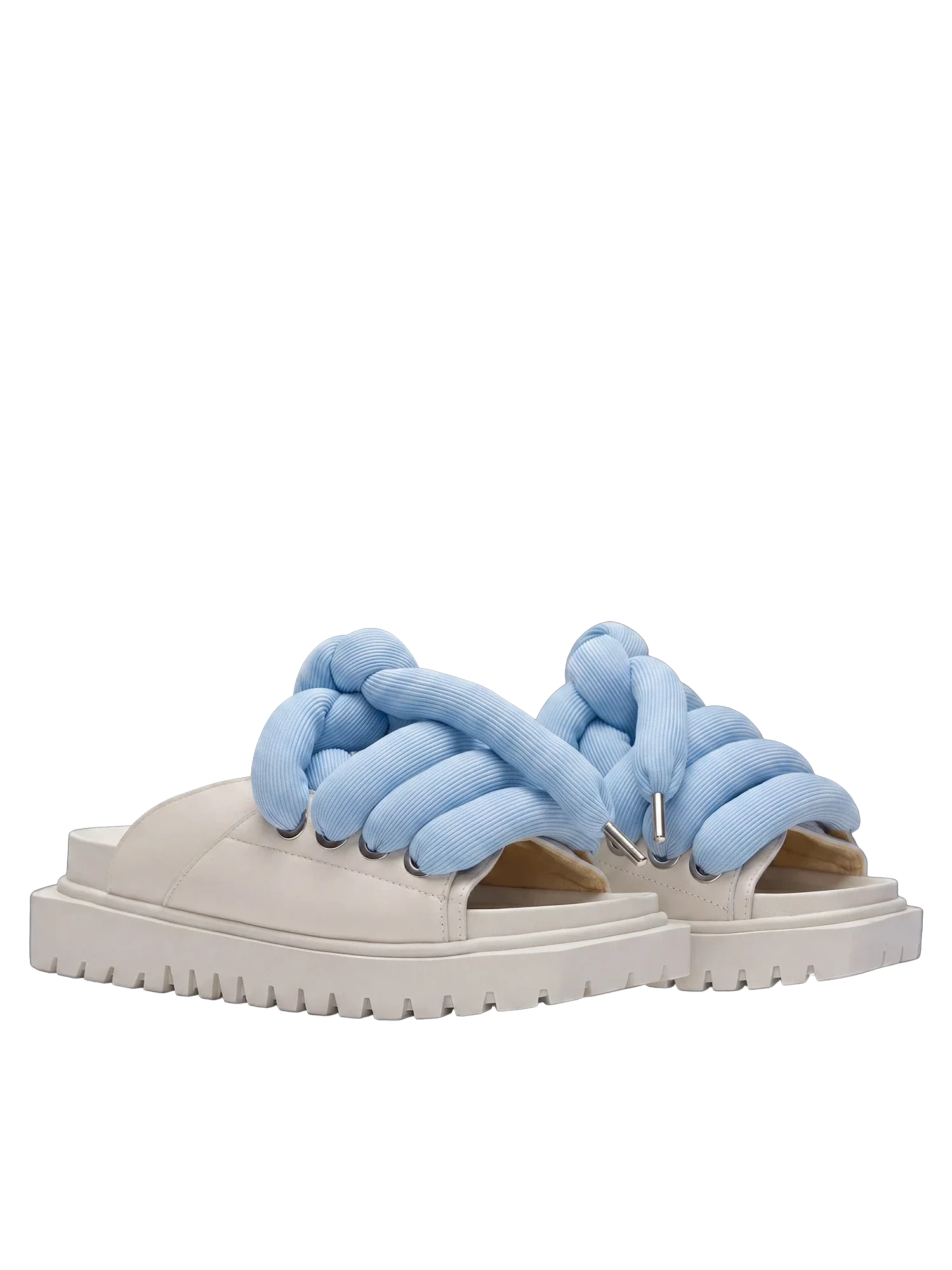 Sandale — Leder Creme — LT Türkis