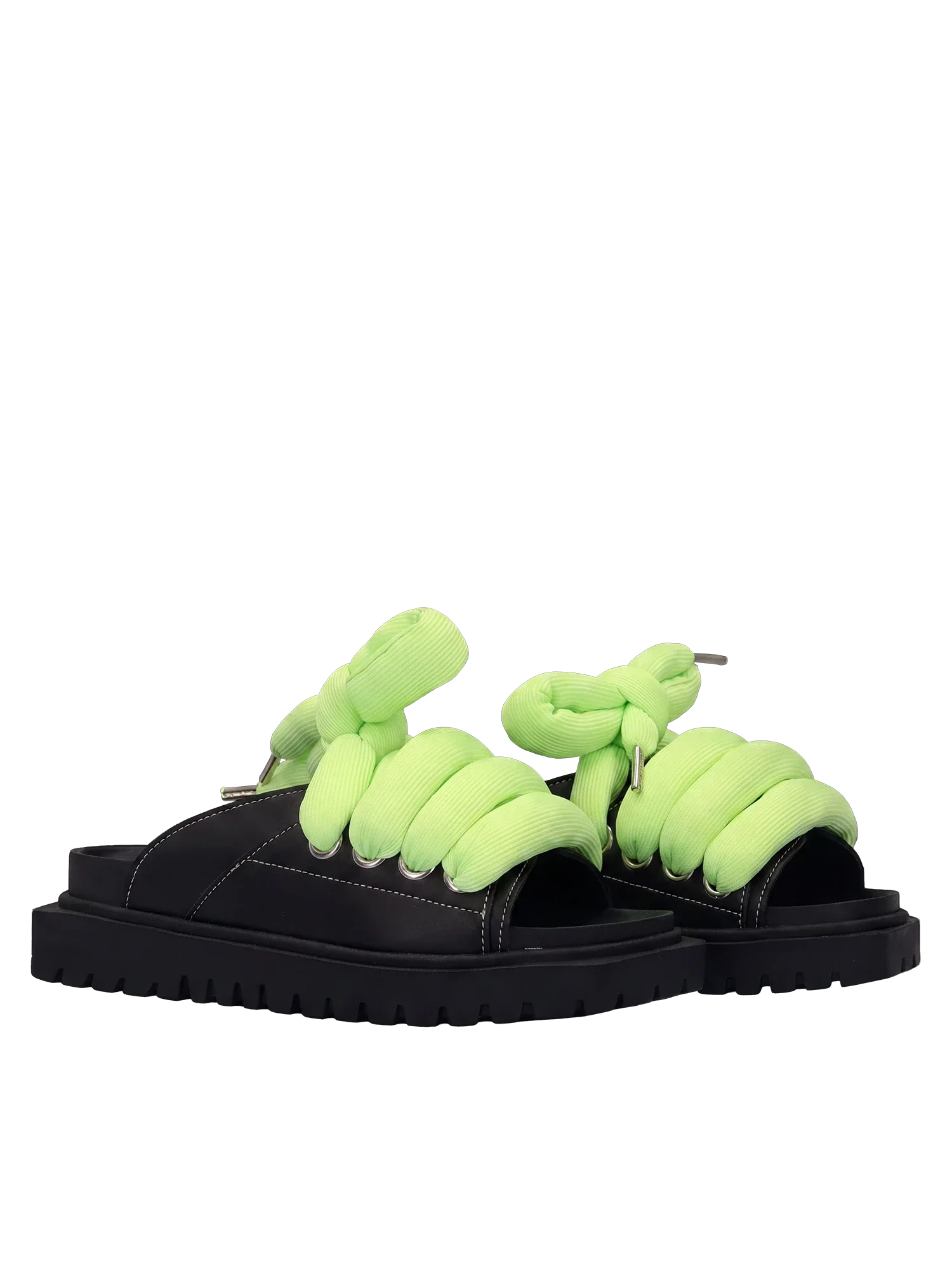 Sandale — Leder Schwarz — TB Acid Green