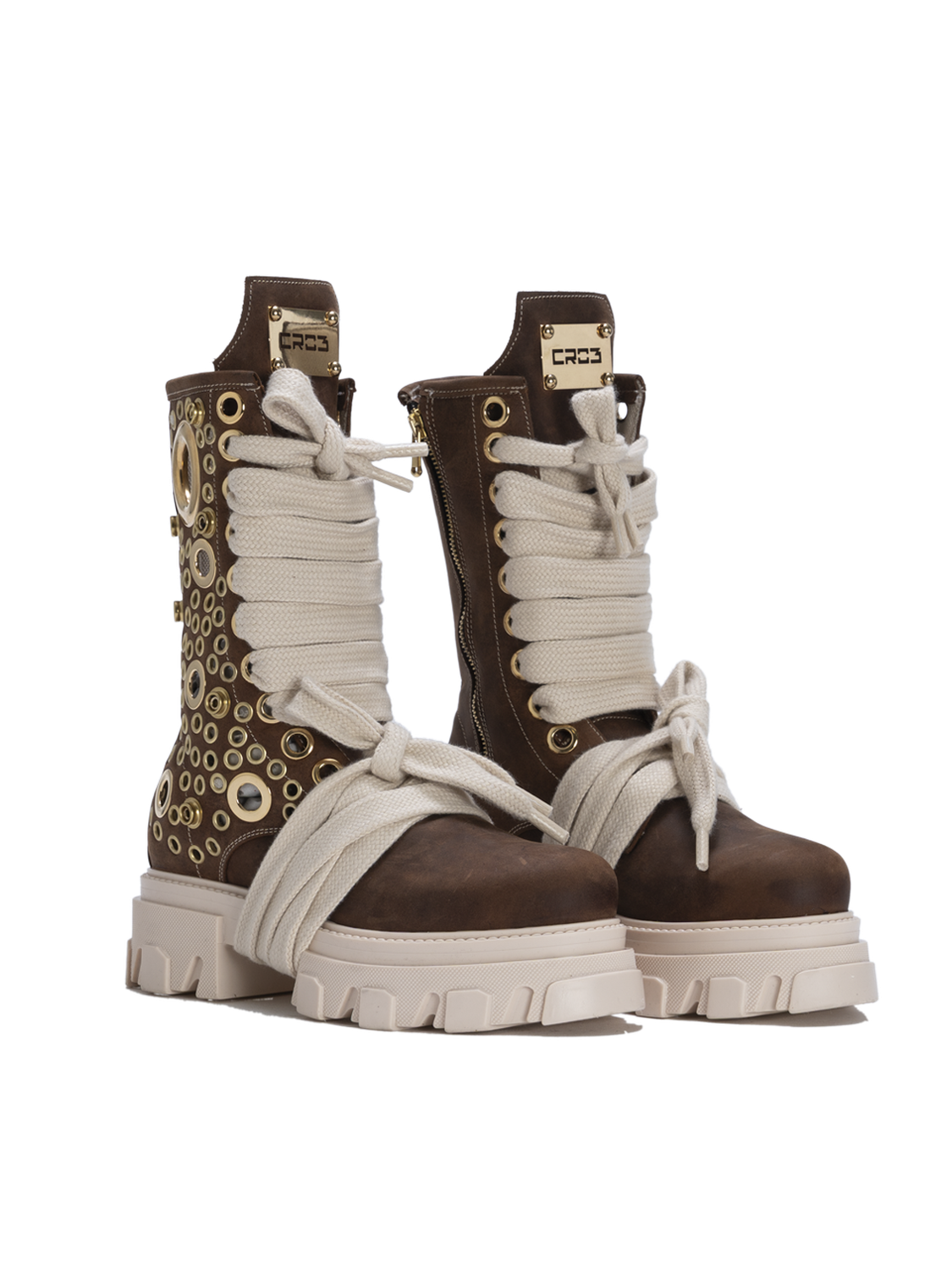 STARBOOT DOMINION — Braun mit goldfarbenen Nieten