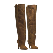STORM – Vintage Brown Distressed Leather Over-The-Knee Boots