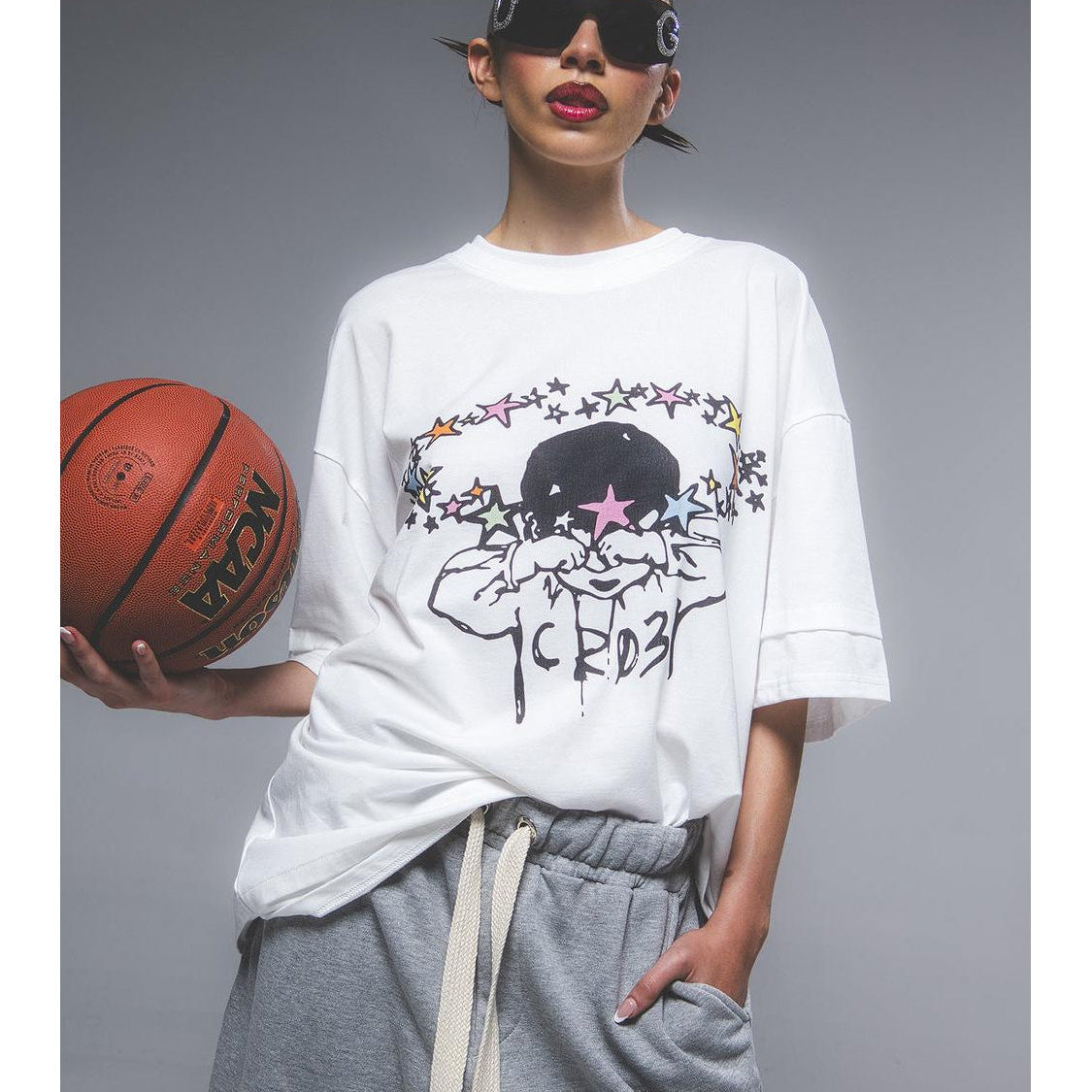 "Squint" White T-shirt-T-shirt-CRISTIANZEROTRE