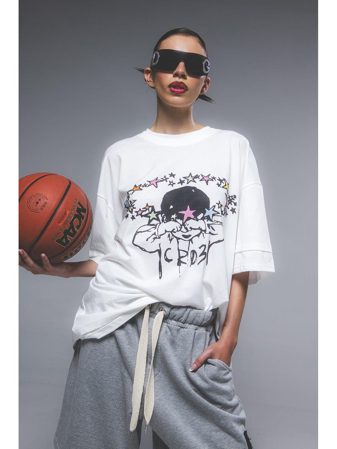 "Squint" White T-shirt-T-shirt-CRISTIANZEROTRE