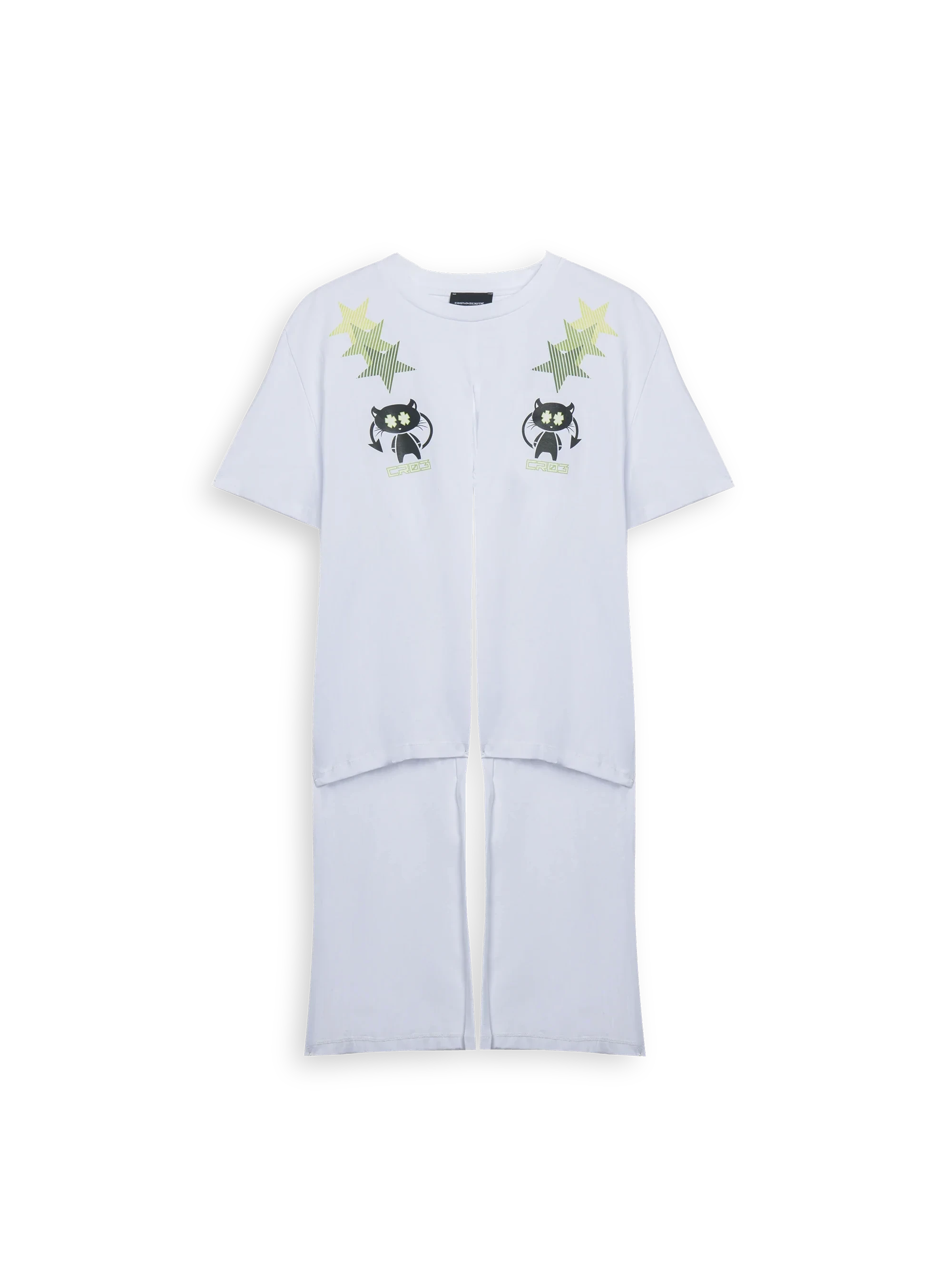 White Knotted Cat Stars T-Shirt