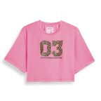 T-shirt court rose léopard 03